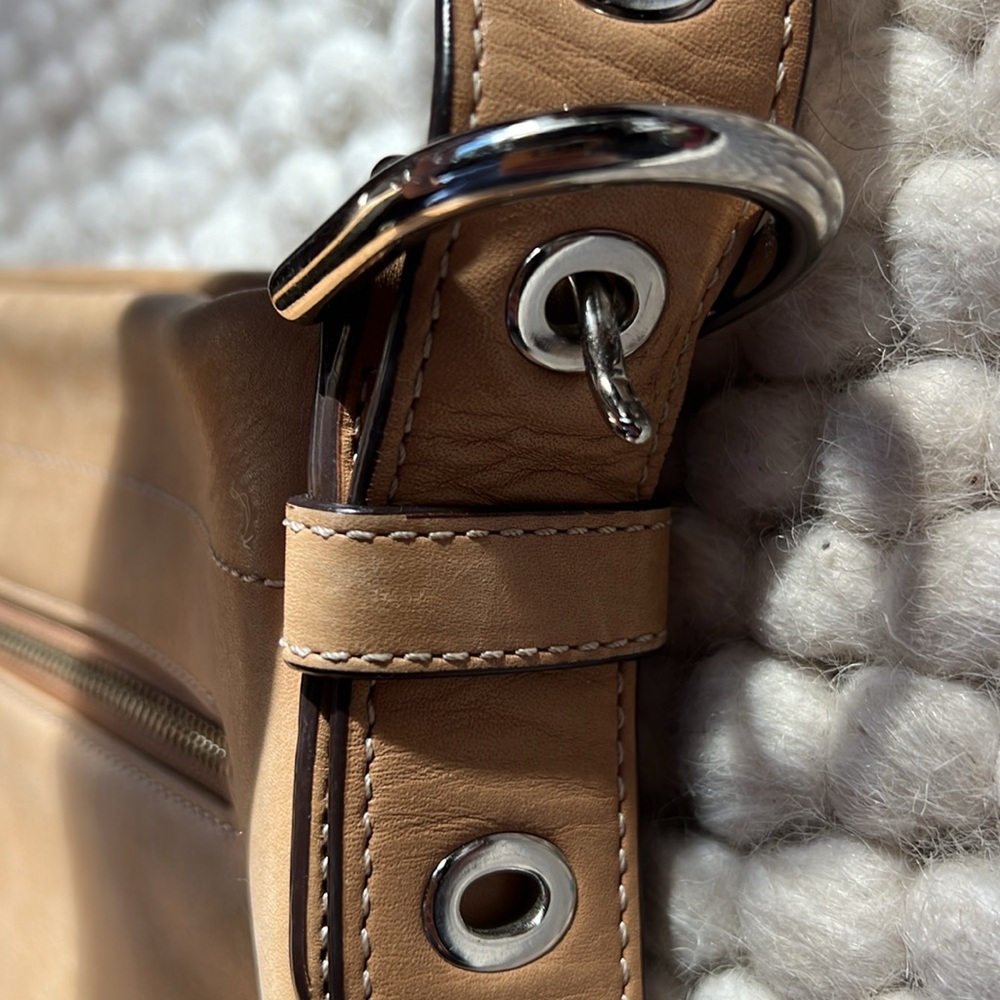 COACH Hobo Bag Tan Camel Leather Buckles Straps Vintage - Picture 13 of 14